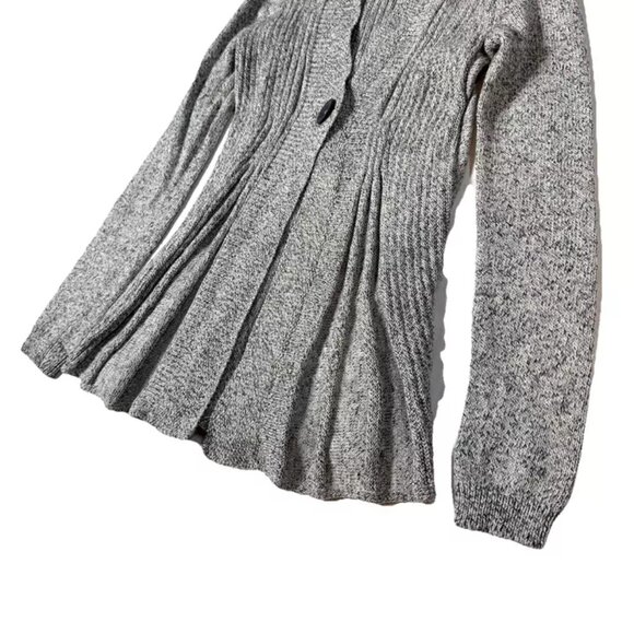 Rosie Neira Isabella Cardigan Size XS Gray Ribbed Peplum Sweater Flared Knit - Picture 3 of 6